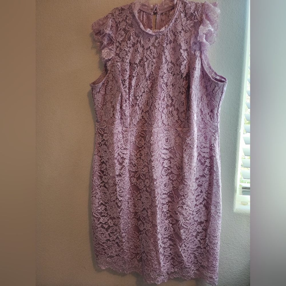 plus size pink lilac lace dress